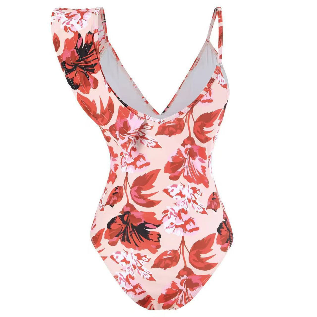 Damen Badeanzug mit floralem Design und passendem Rock Drune