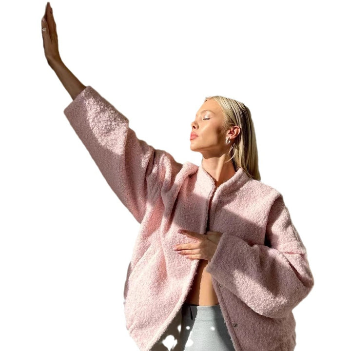 Damen Wolljacke im modernen Teddy-Stil Drune