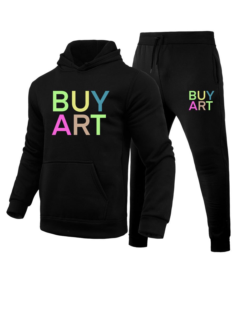 Herren Hoodie- und Jogginghose-Set mit künstlerischem Grafikdruck und lässigem Schnitt Drune