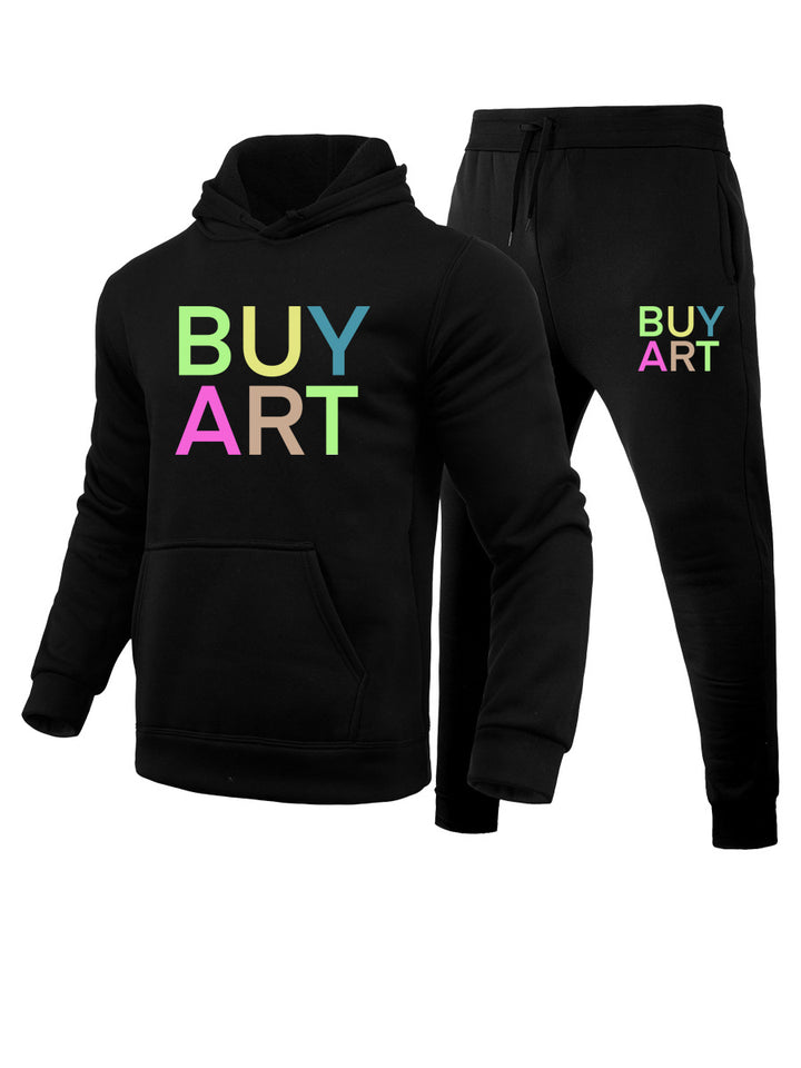 Herren Hoodie- und Jogginghose-Set mit künstlerischem Grafikdruck und lässigem Schnitt Drune