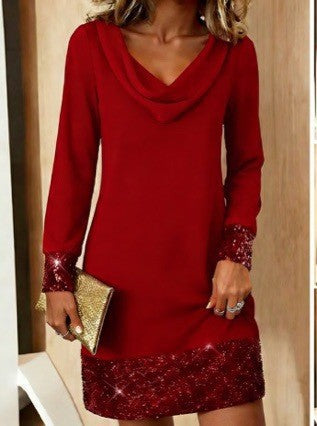 Damen elegantes Kleid mit schimmerndem Abschlusssaum und wunderschöner Rückenpartie Drune