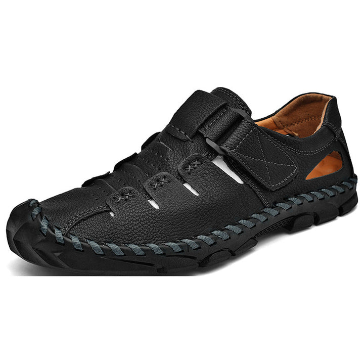 Herren Bequeme Leder-Sandalen mit verstellbarem Klettverschluss Drune