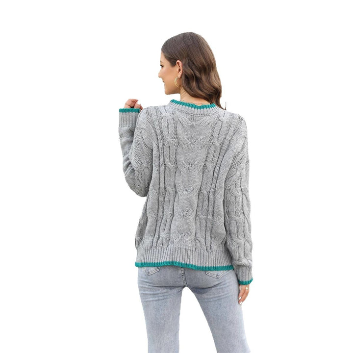 Damen Grobstrickpullover mit einzigartigem Zopfmuster und modischen Akzenten Drune