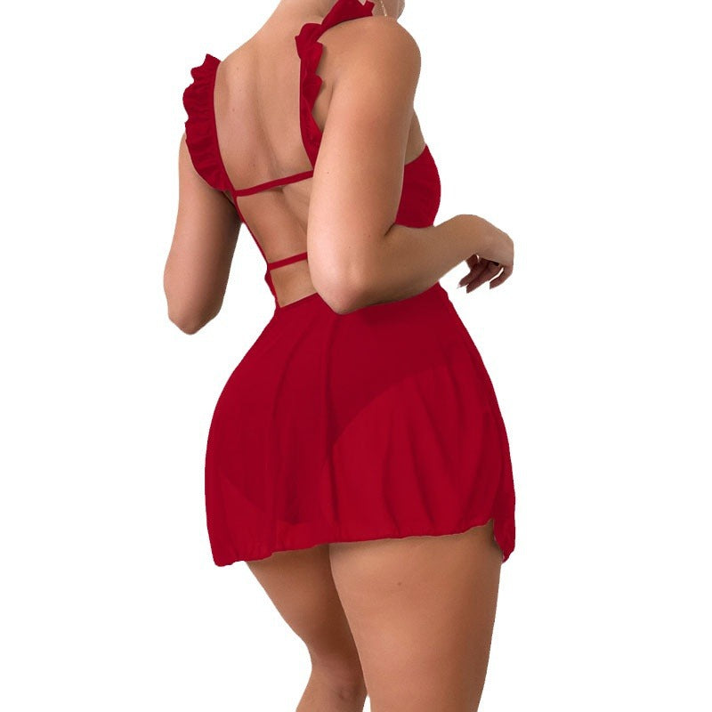 Damen Verspieltes Strandkleid mit Rüschendetails Drune