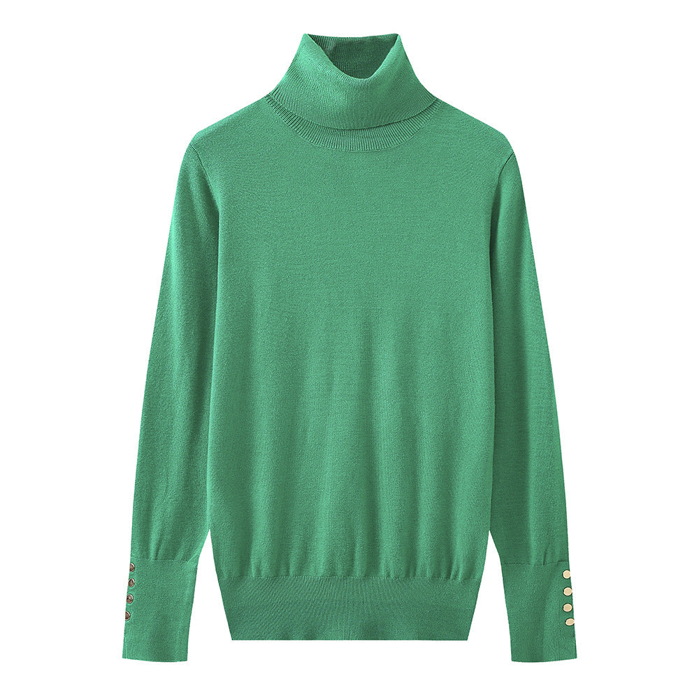 Damen Rollkragenpullover mit eleganten Knopfdetails Drune