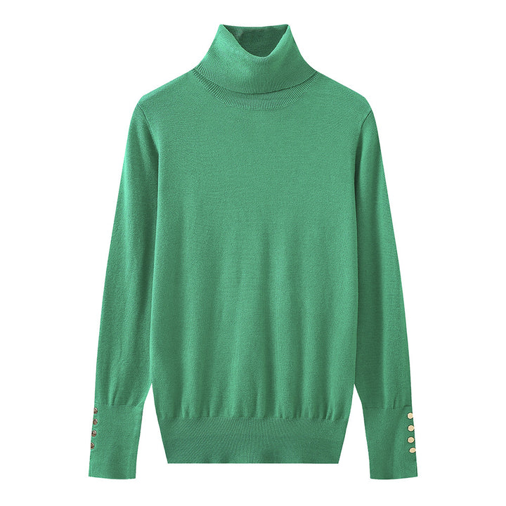 Damen Rollkragenpullover mit eleganten Knopfdetails Drune