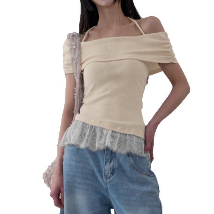 Damen Off-Shoulder Oberteil mit Rüschensaum Drune