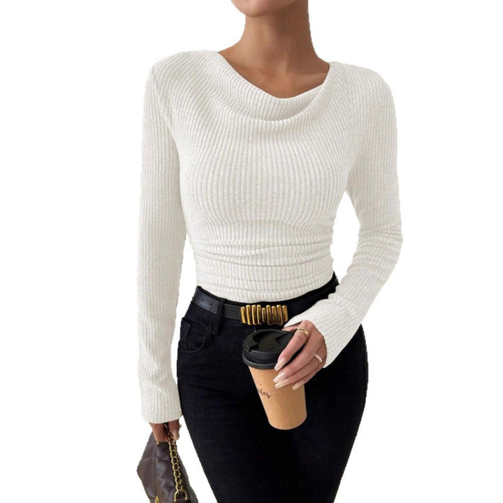 Damen nan eng anliegendes Rippenstrick-Longsleeve mit geraffter Taille Drune