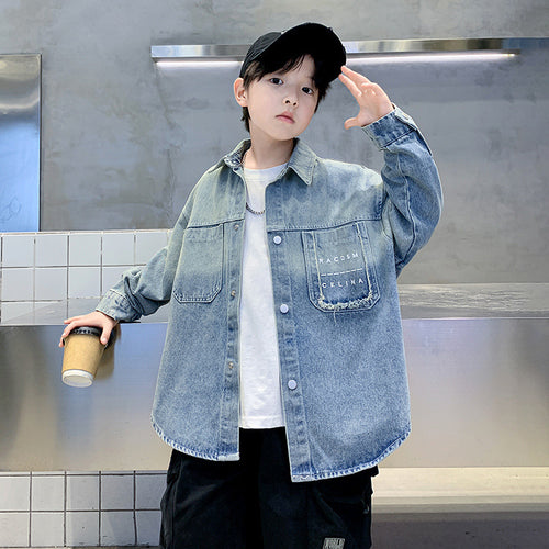 Jungen lässige Jeansjacke mit modischen Details Drune