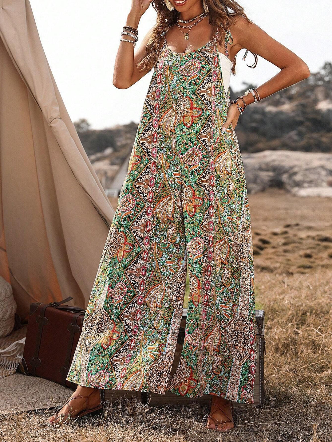 Damen Bequemes Maxikleid mit auffälligem Muster Drune