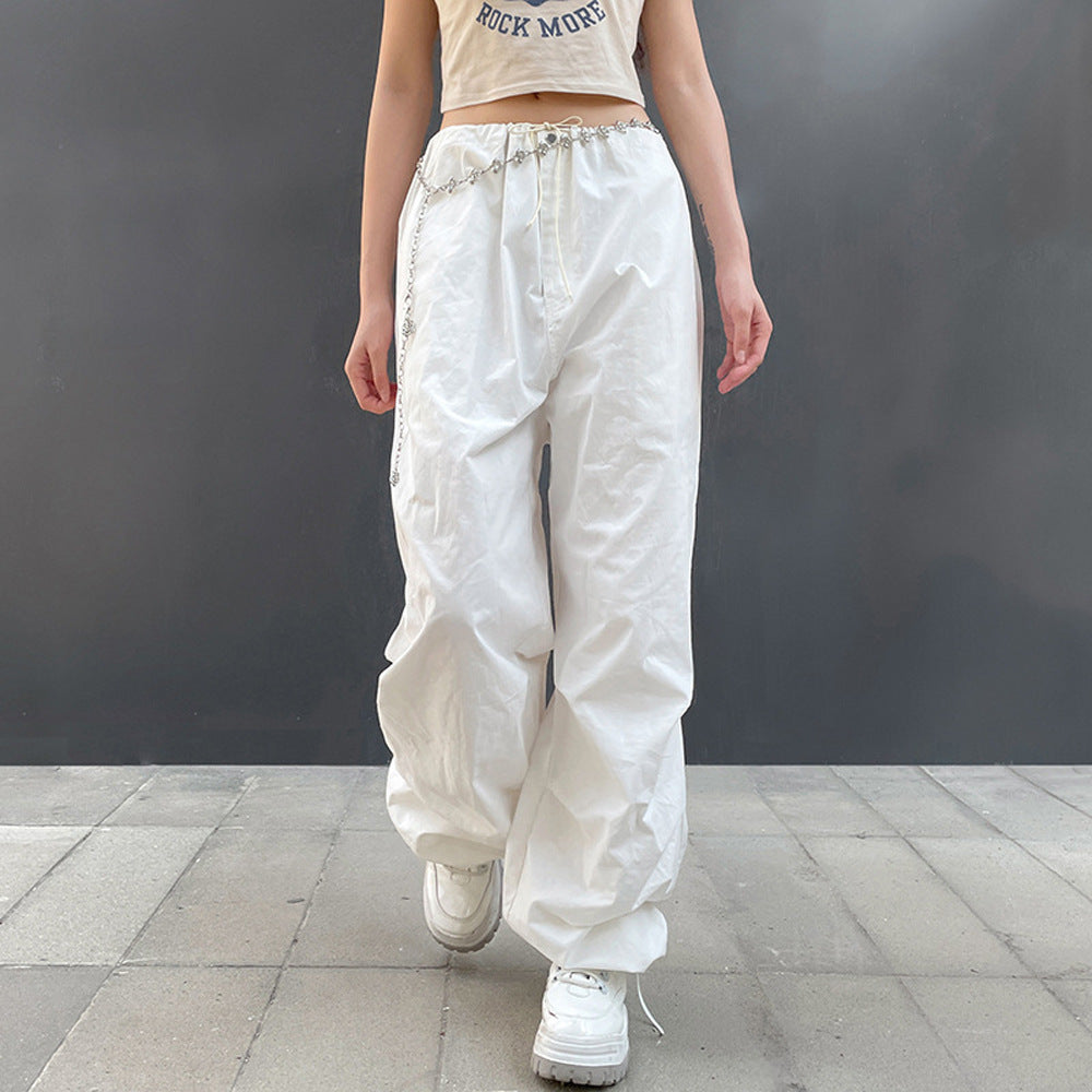 Damen weite Cargo-Hose mit elastischem Bund und praktischem Taschen-Design Drune