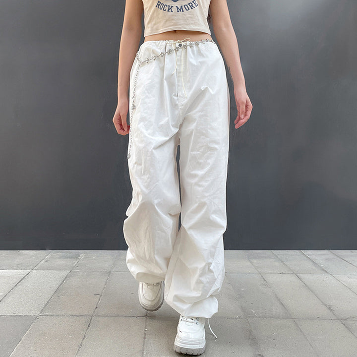 Damen weite Cargo-Hose mit elastischem Bund und praktischem Taschen-Design Drune
