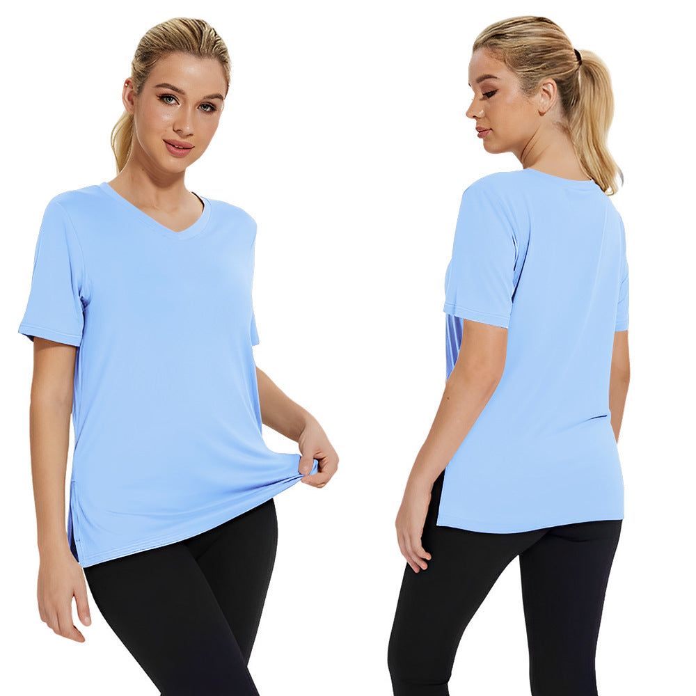 Damen Funktionales V-Ausschnitt Sportshirt mit atmungsaktiver Technologie Drune