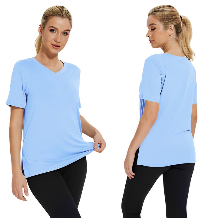Damen Funktionales V-Ausschnitt Sportshirt mit atmungsaktiver Technologie Drune