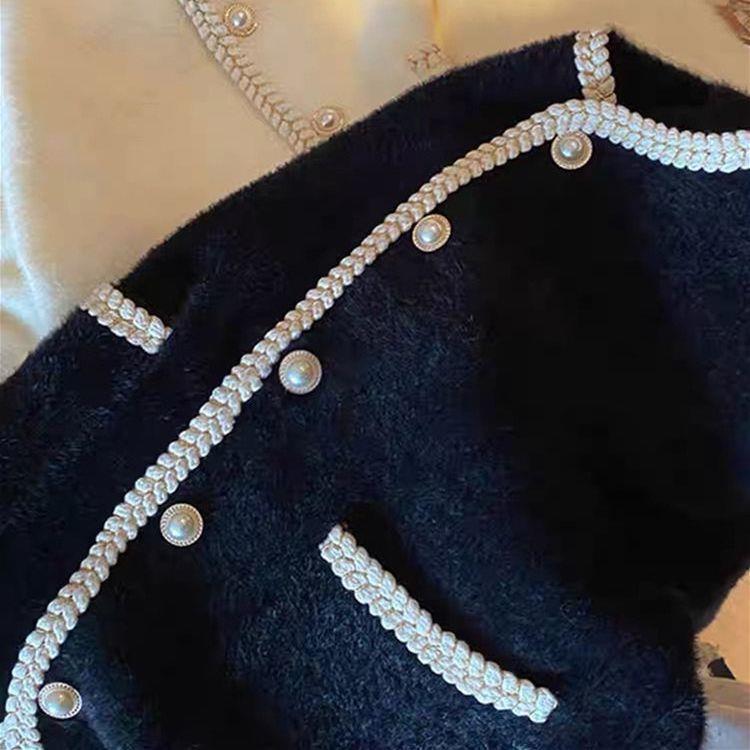 Damen Elegante Strickjacke mit Perlenverzierungen Drune