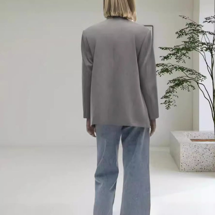 Damen Oversized Blazer mit eleganter Silhouette und dekorativen Knöpfen Drune