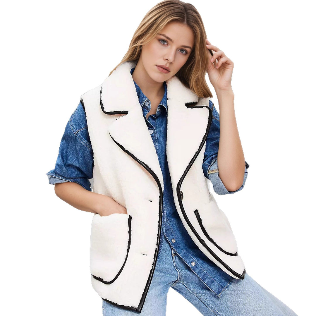 Damen Weste im eleganten Bouclé-Stil mit praktischen Taschen Drune