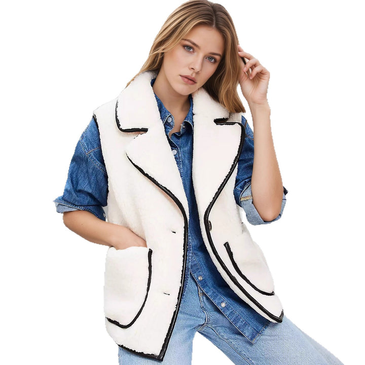 Damen Weste im eleganten Bouclé-Stil mit praktischen Taschen Drune