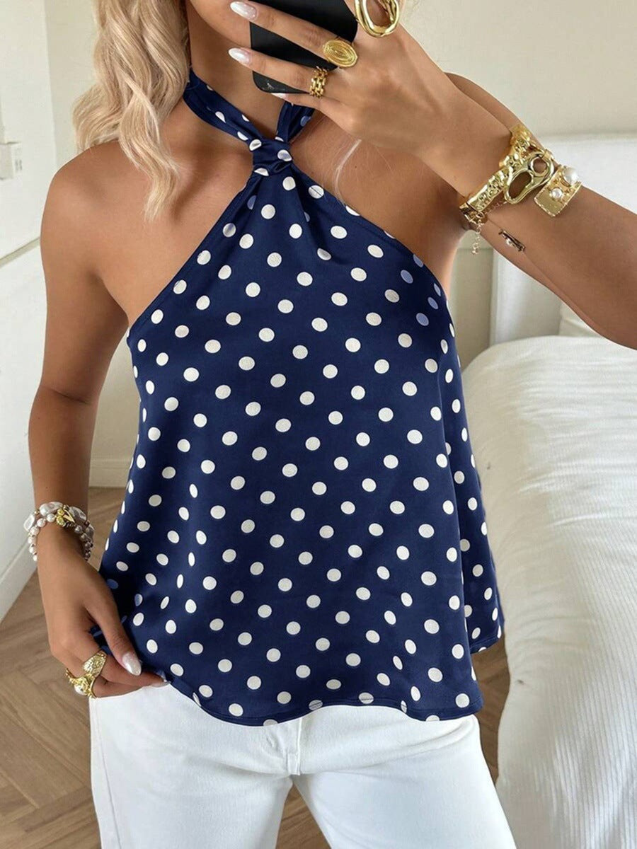Damen Elegantes Top mit einem schulterfreien Design und verspieltem Punkte-Muster Drune