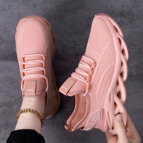 Damen nan atmungsaktive Strick-Fit Laufsneaker mit skulpturaler Luftkanal-Plateausohle Drune