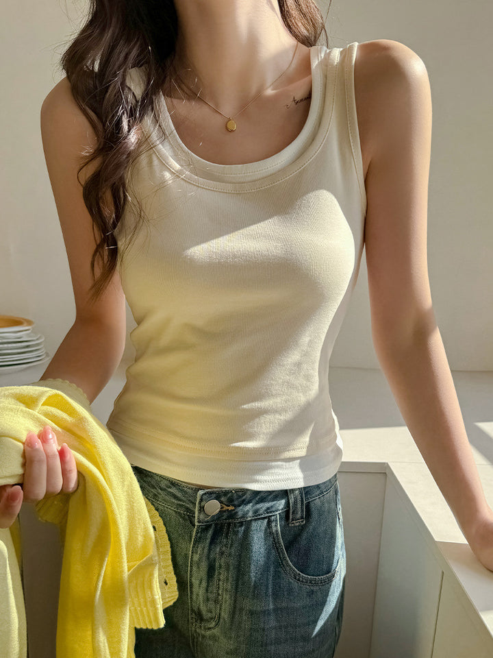 Damen Strick Cami Tank Top Einfarbig Slim Fit