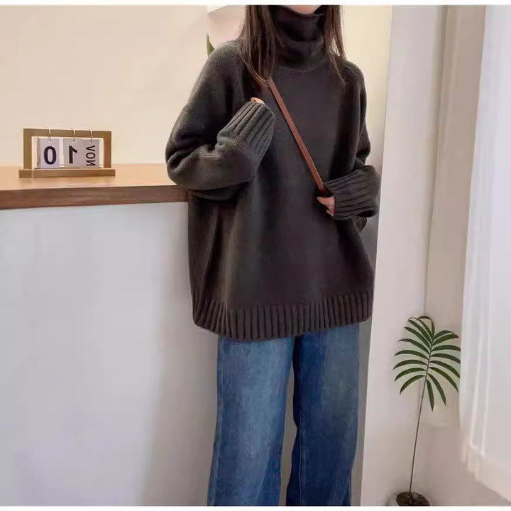 Damen Oversized Rollkragenpullover aus hochwertigem Strick Drune