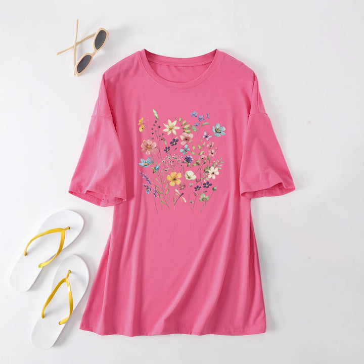 Damen lässiges Sommerblusenshirt mit floralem Druck Drune
