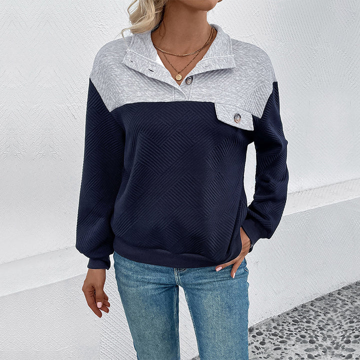 Damen Sweatshirt mit strukturiertem Oberteil und Knopfdetails Drune