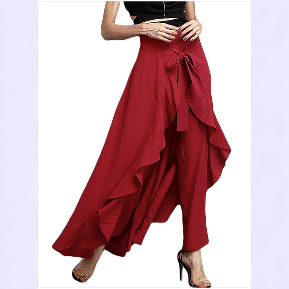 Damen Eleganter Wickelrock mit Rüschen Drune