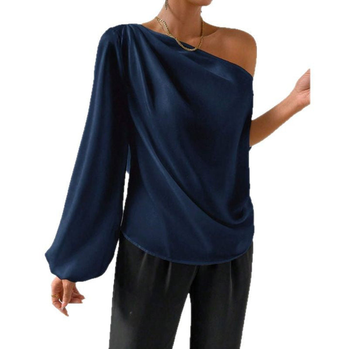 Damen elegante asymmetrische Bluse mit weiten Ärmel Drune
