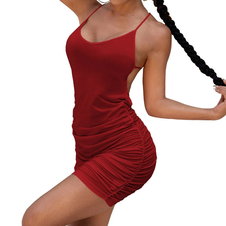 Damen figurbetontes Minikleid mit asymmetrischen Rüschendetails Drune