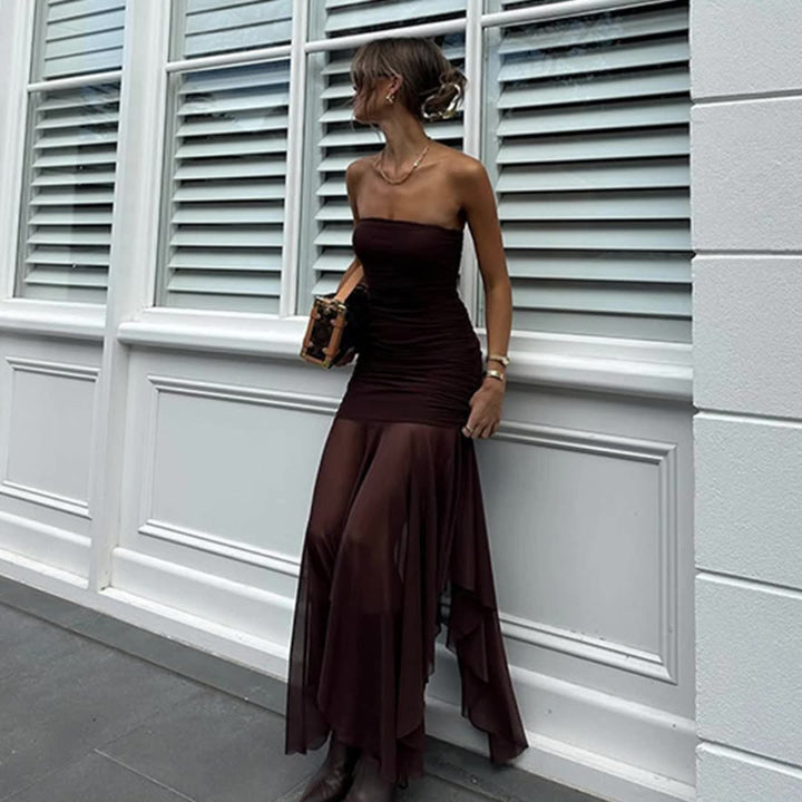 Damen Longdress mit raffinierten Falten und elegantem Chiffon-Einsatz Drune