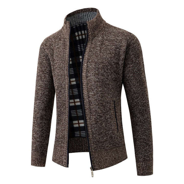 Herren modische Strickjacke mit innovativer Struktur und warmem Futter Drune