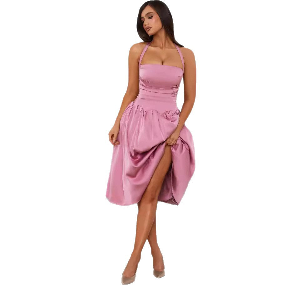 Damen Cocktailkleid mit schickem schulterfreiem Design und elegantem Volantabschluss Drune