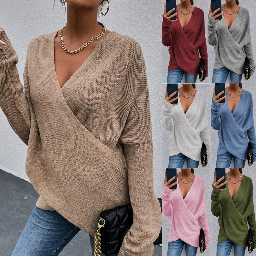 Damen lässiger V-Ausschnitt Pullover Drune