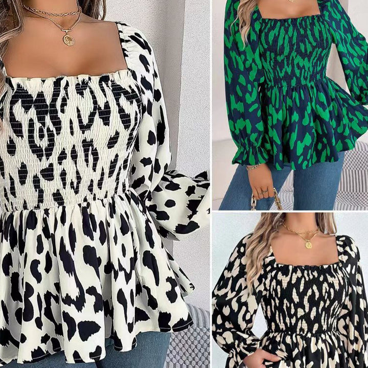 Damen Schnüpfbluse mit weitem Schnitt und modischem Animal-Print Drune