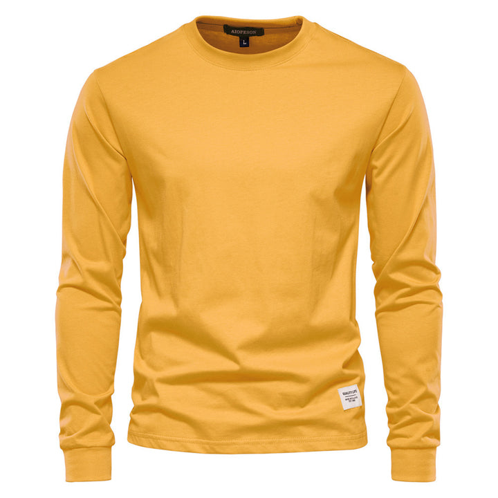 Herren nan klassisches langärmliges Baumwollshirt mit Rundhalsausschnitt und elastischen Bündchen Drune
