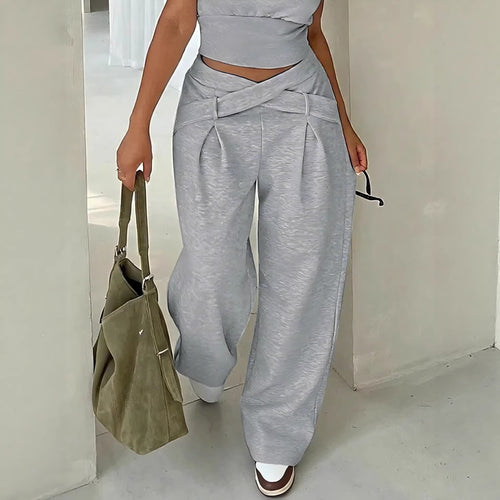 Damen Bequeme Palazzo-Hose mit dekorativem Bindeband und lässigem Schnitt Drune