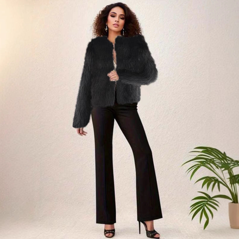 Damen kuschelige Kurzjacke mit lockerer Passform und elegantem Design Drune