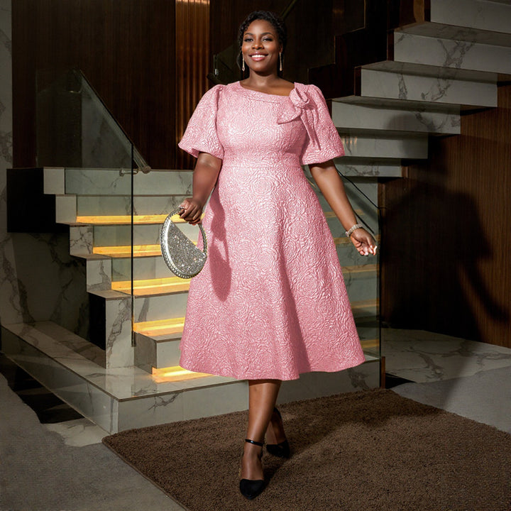 Damen Kleid mit elegantem Blumendruck und dekorativer Schleifenverzierung Drune