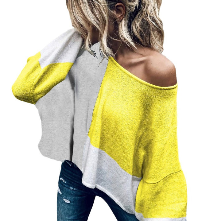 Damen modischer Oversized-Pullover mit einzigartigem Schnitt und kontrastierenden Farbblöcken Drune