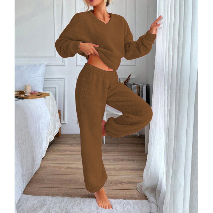 Damen Kuscheliges Fleece-Lounge-Set mit elastischem Bund Drune