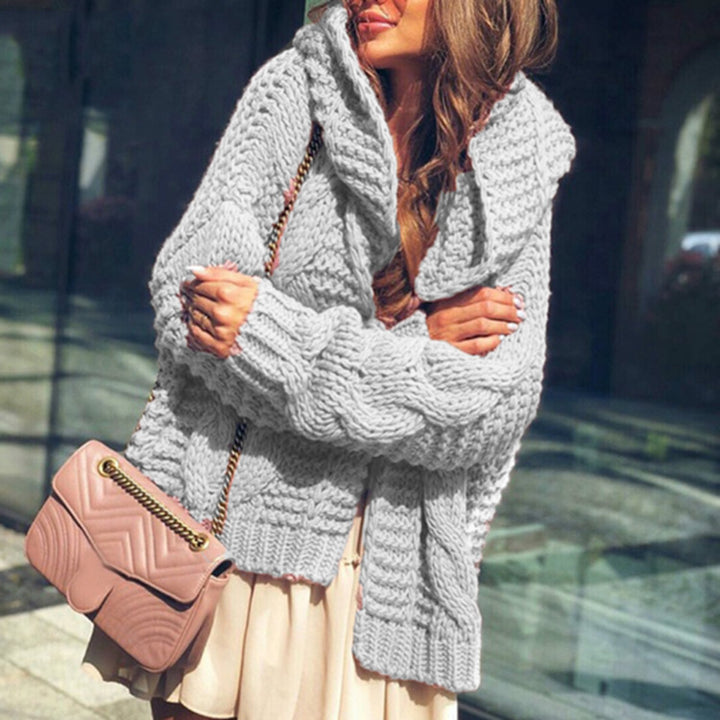 Damen Grobstrickjacke mit voluminösen Ärmeln und modernem Design Drune