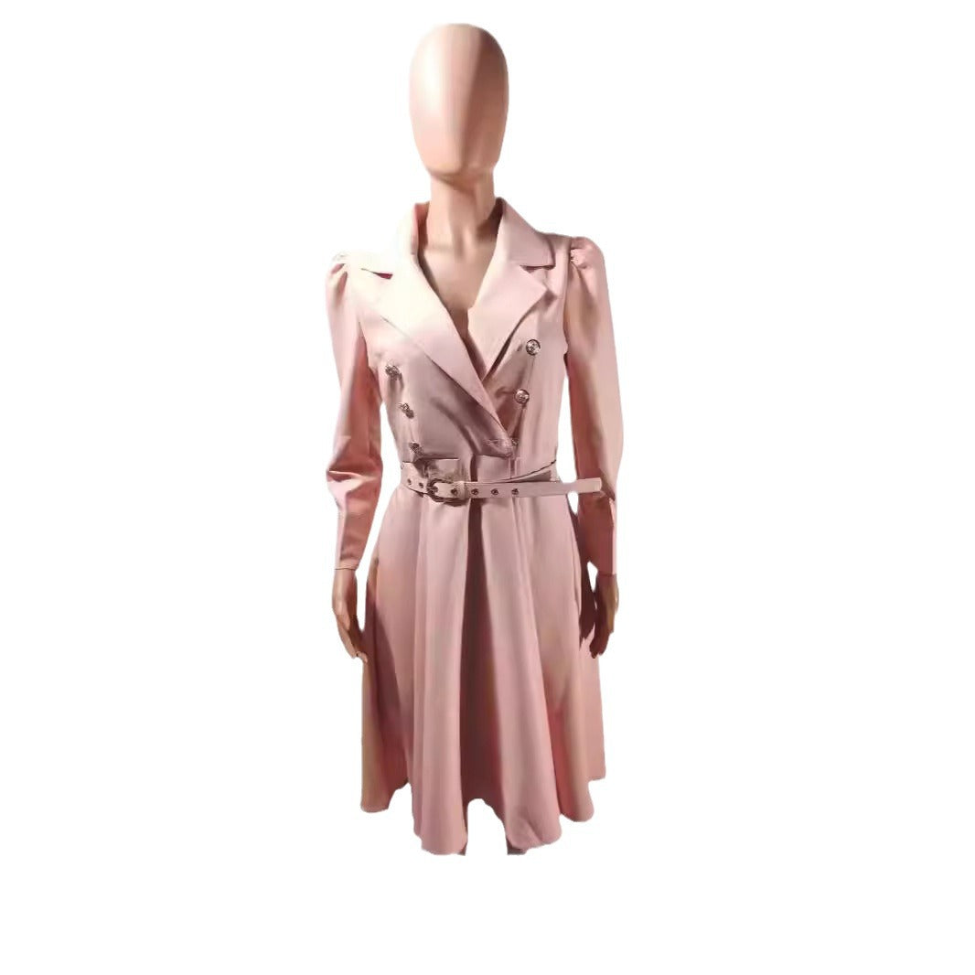 Damen Elegantes Wickelkleid mit Taillengürtel und Boucle-Details Drune