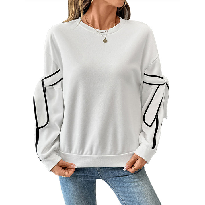 Damen Sweatshirt mit modischem Schleifendesign und Streifen Drune