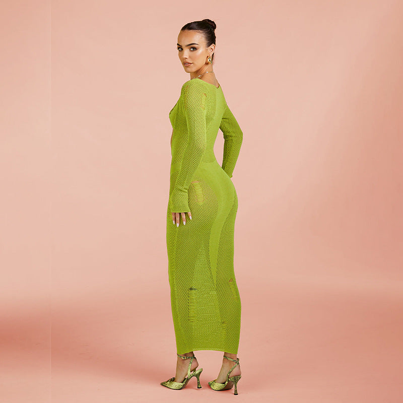Damen eng anliegendes Netzkleid mit Cut-Out-Details Drune