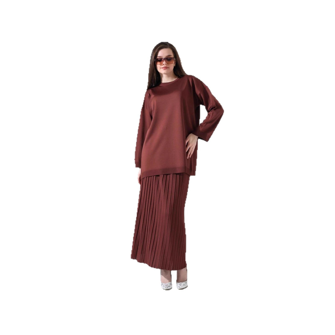 Damen Langarmshirt und Faltenrock Set Drune