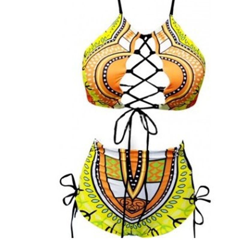 Damen Hochgeschnittener Bikini mit verspieltem Schnürdesign Drune