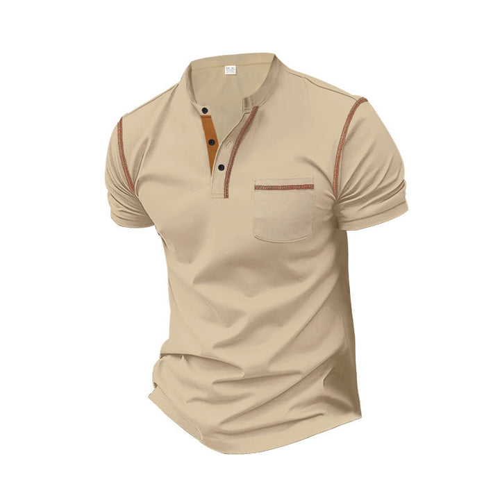 Herren shirt mit modernem Henley-Kragen und praktischen Brusttasche Drune