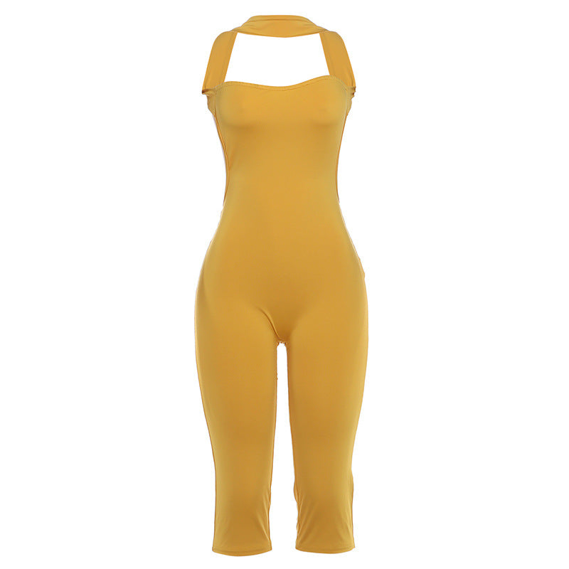 Damen Stylishes Jumpsuit mit schmalen Trägern und asymmetrischem Ausschnitt Drune